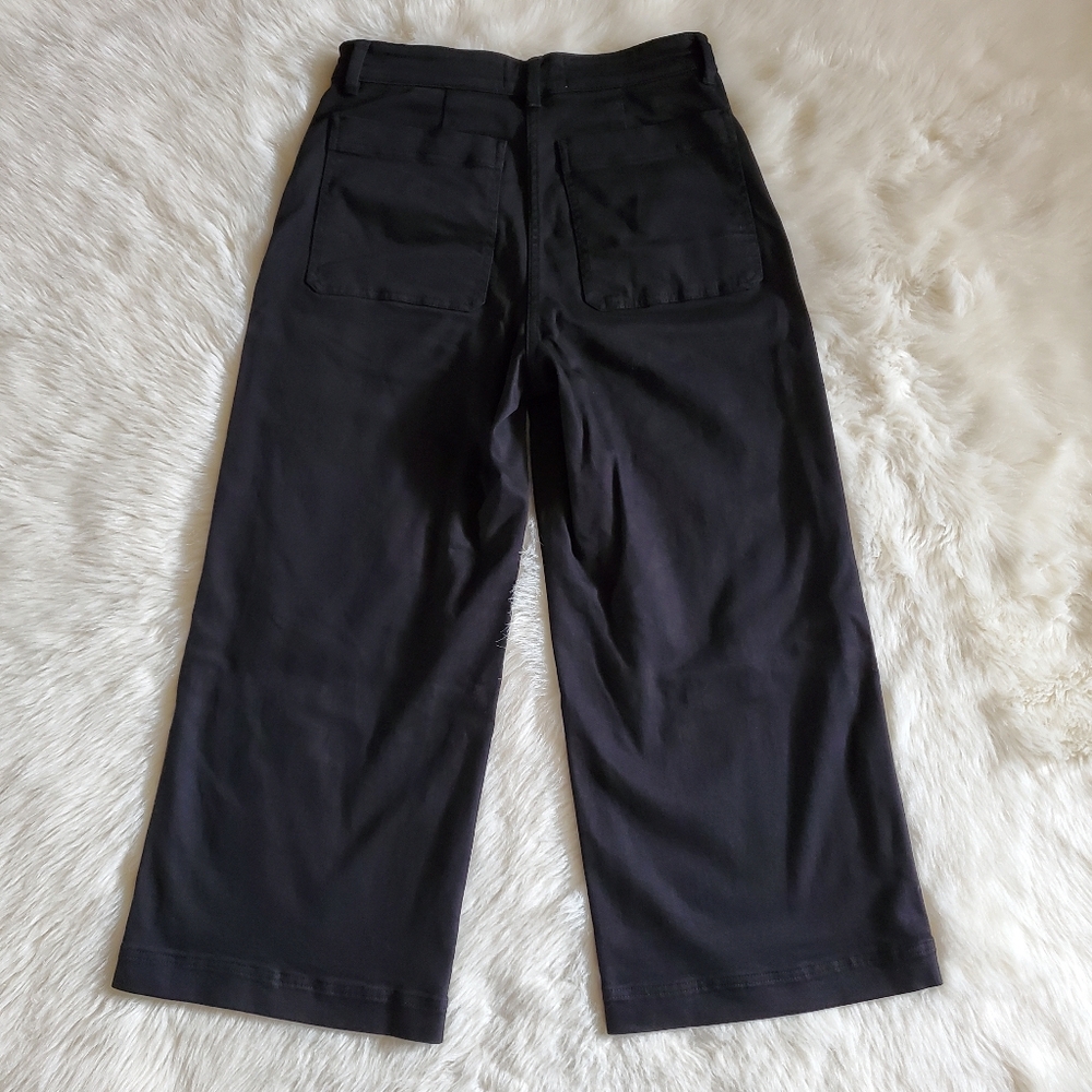 Everlane Wide Leg Crop Black Pants Size 6 Short Inseam - Picture 6 of 13